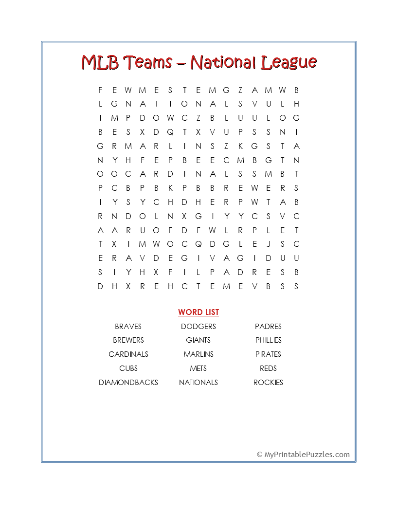 Sports My Printable Puzzles