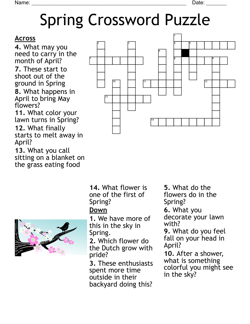 spring crossword puzzle wordmint