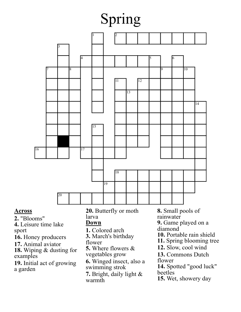 spring crossword wordmint
