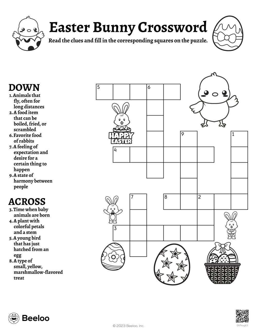 springtime easter themed crossword puzzles beeloo printable