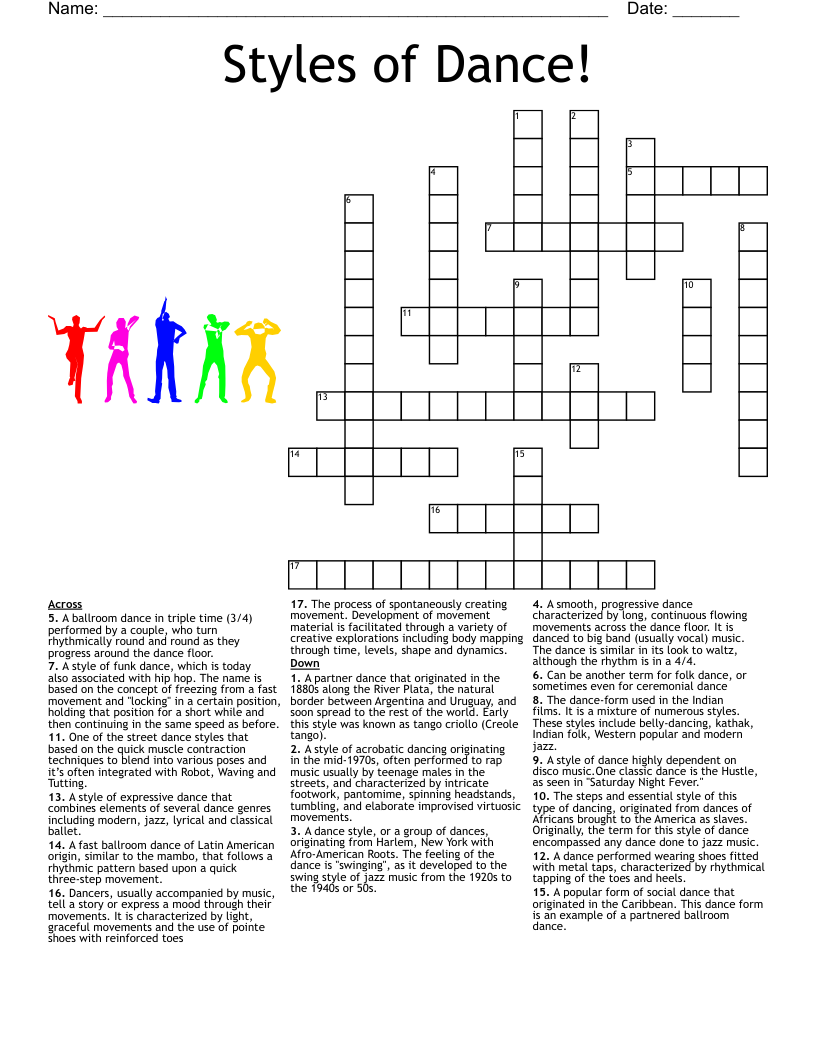 Styles Of Dance Crossword WordMint