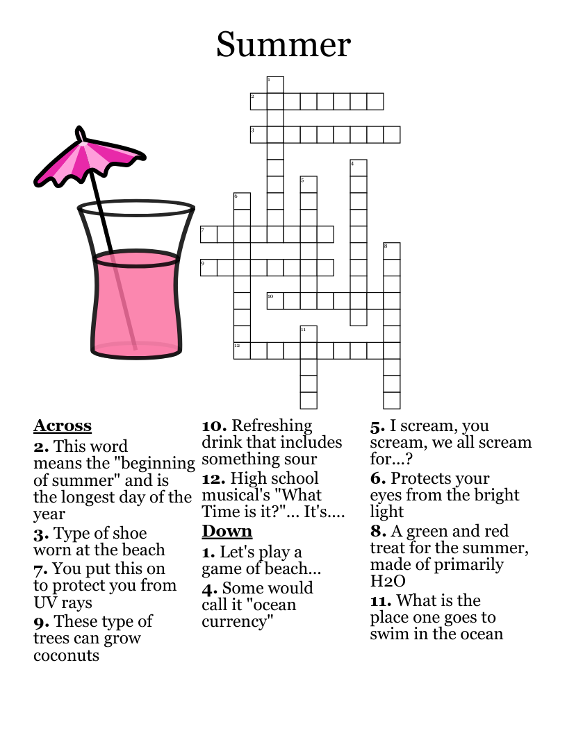 summer crossword wordmint