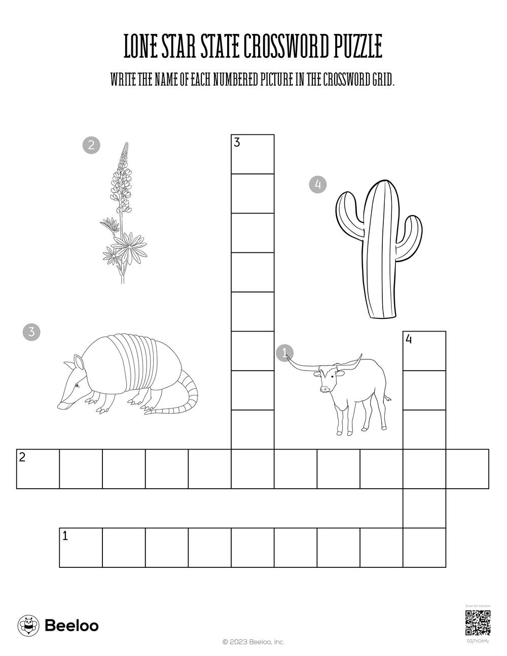 Texas themed Crossword Puzzles Beeloo Printable Crafts And Activities For Kids