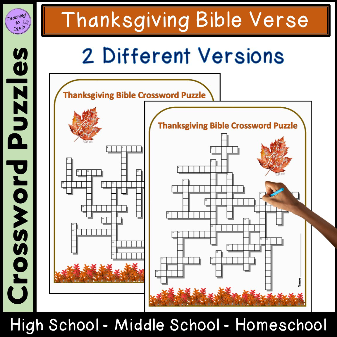 thanksgiving bible scriptures crossword puzzle activity made by teachers