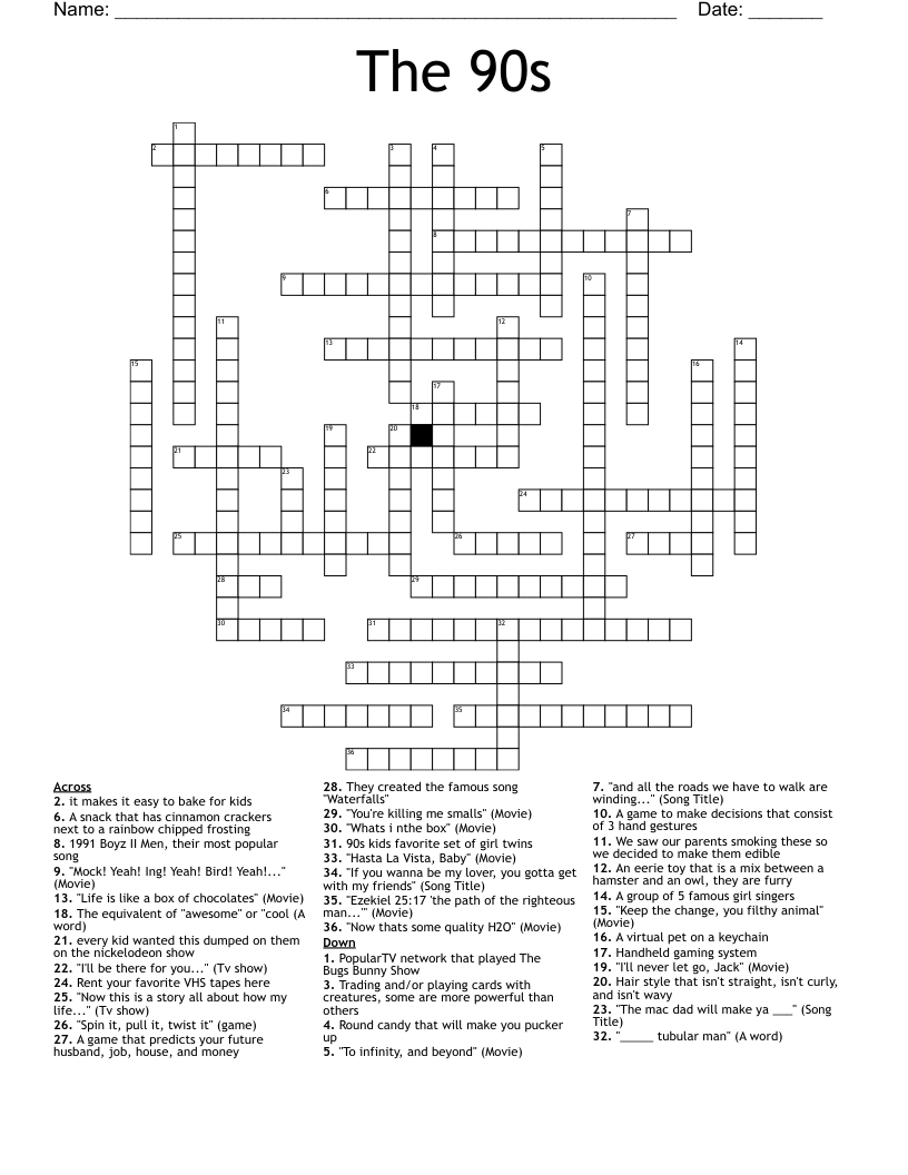 Crossword Puzzles Printable Theme