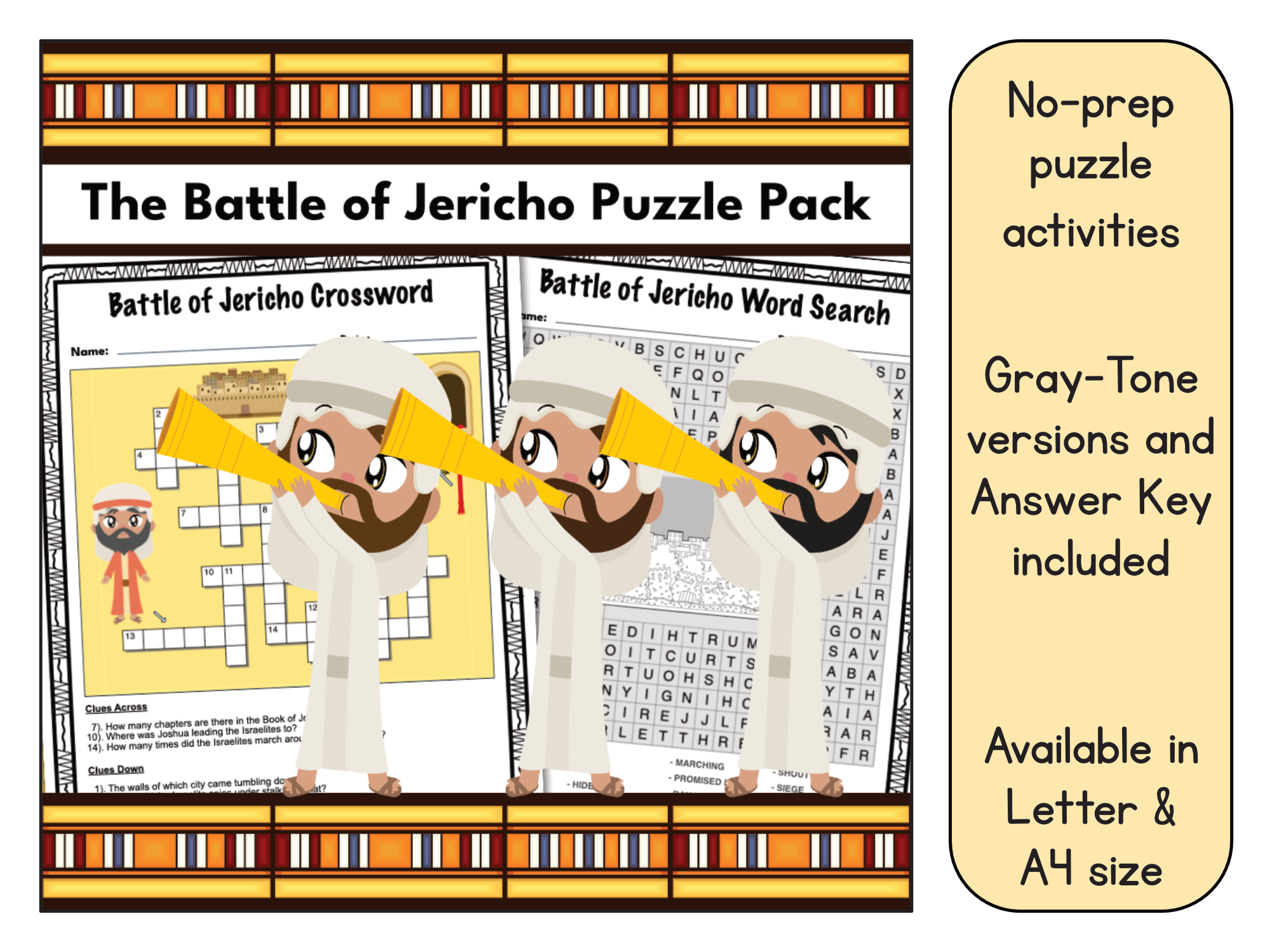 The Battle Of Jericho Word Search And Crossword Puzzle Activity Pack Made By Teachers