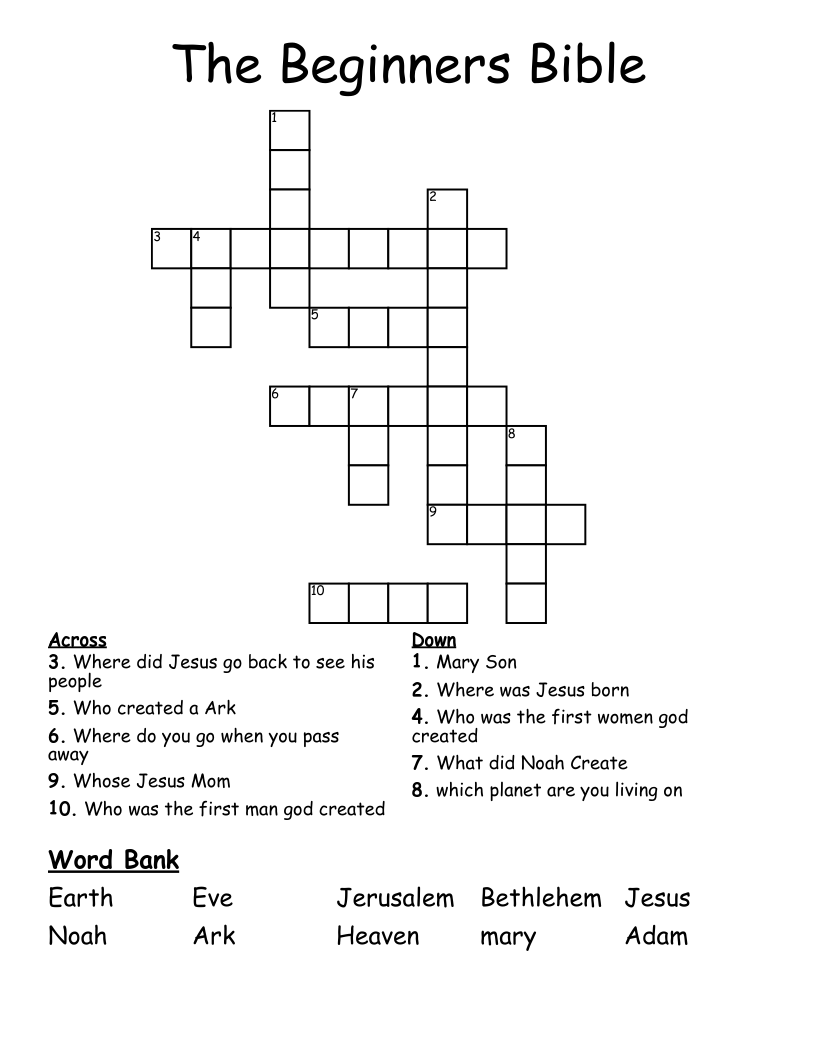 The Beginners Bible Crossword WordMint
