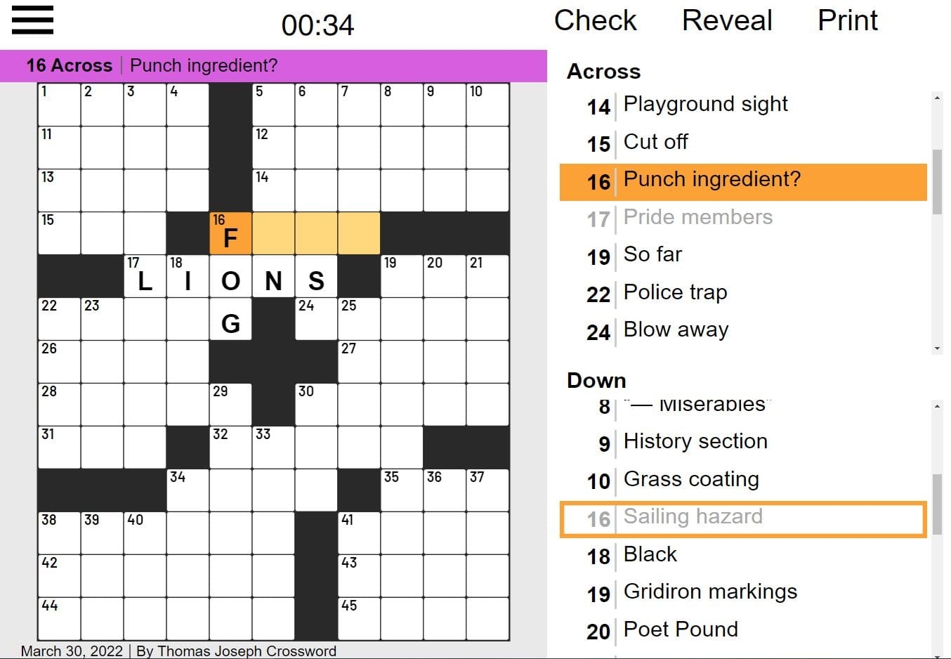 Thomas Joseph Crossword Instantly Play Thomas Joseph Crossword Online For Free 