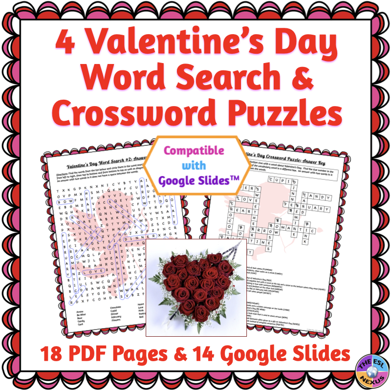 Valentine s Day Word Search And Crossword Puzzles Made By Teachers