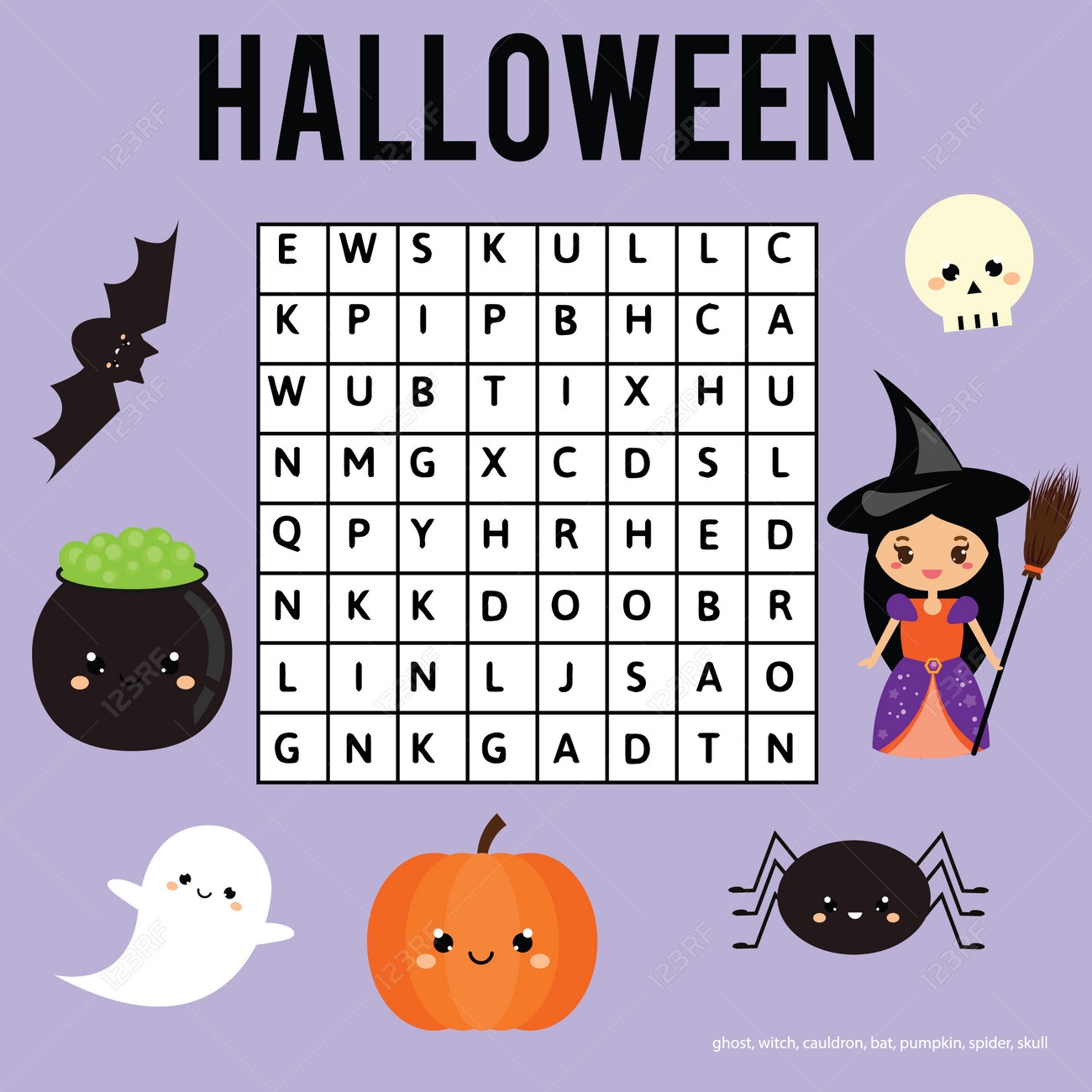 Word Search Puzzle Kids Activity Sheet Halloween Theme Find Words Children Educational Game Learning Vocabulary Royalty Free SVG Cliparts Vectors And Stock Illustration Image 87336816 