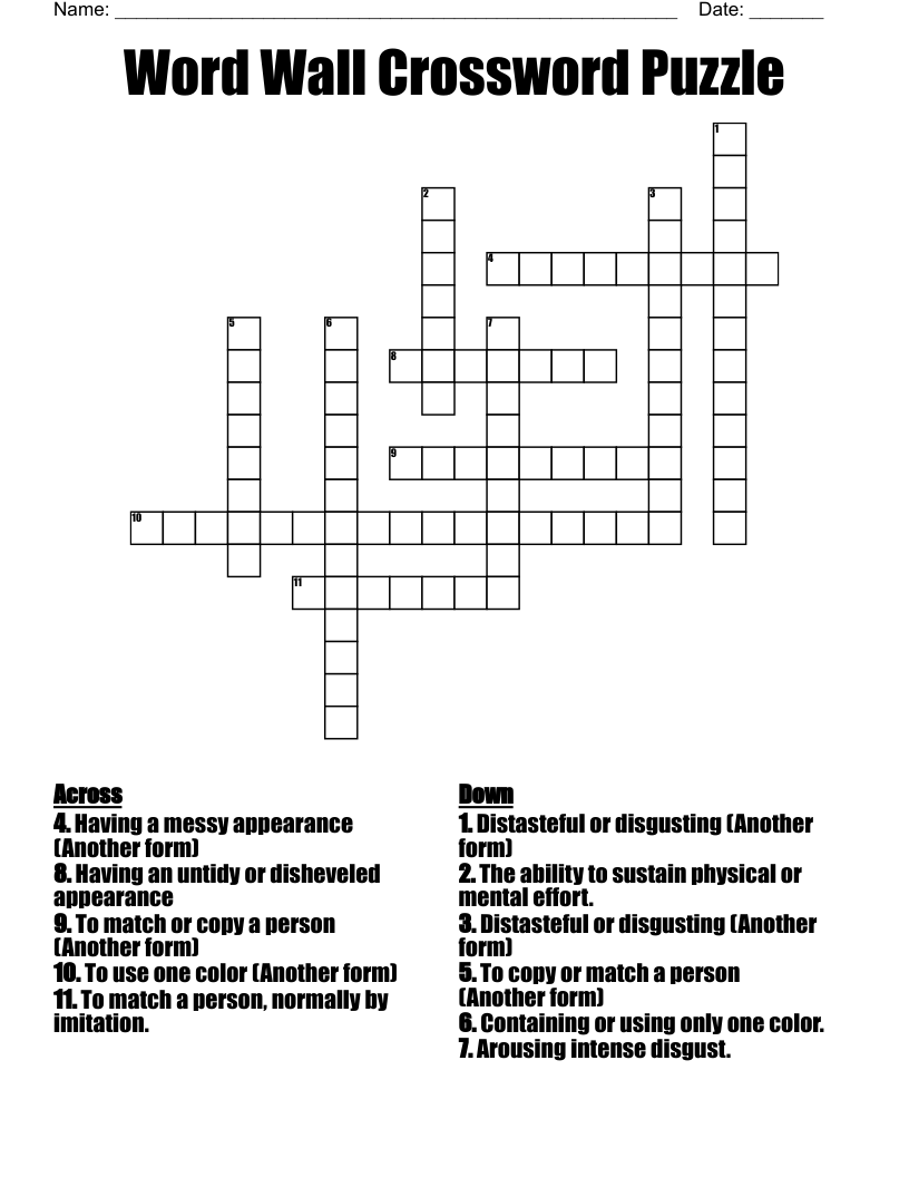 word wall crossword puzzle wordmint