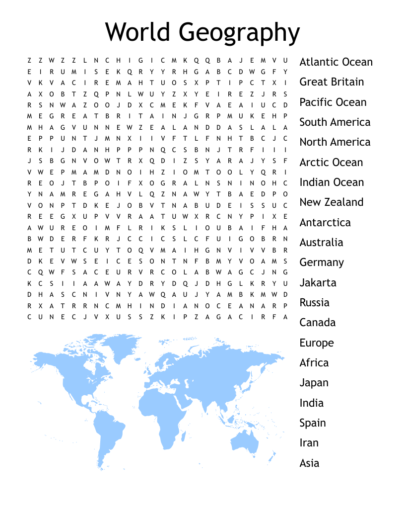 World Geography Crossword Puzzles Printable