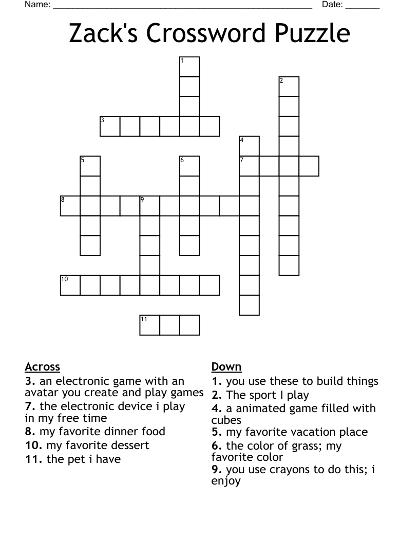 Zack s Crossword Puzzle WordMint